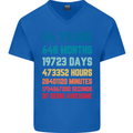 54th Birthday 54 Year Old Mens V-Neck Cotton T-Shirt Royal Blue