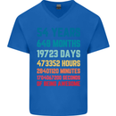 54th Birthday 54 Year Old Mens V-Neck Cotton T-Shirt Royal Blue