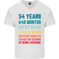 54th Birthday 54 Year Old Mens V-Neck Cotton T-Shirt White