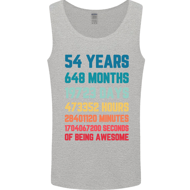 54th Birthday 54 Year Old Mens Vest Tank Top Sports Grey