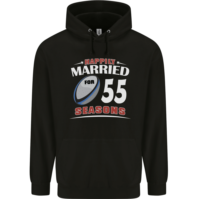 55 Year Wedding Anniversary 55th Rugby Mens 80% Cotton Hoodie Black