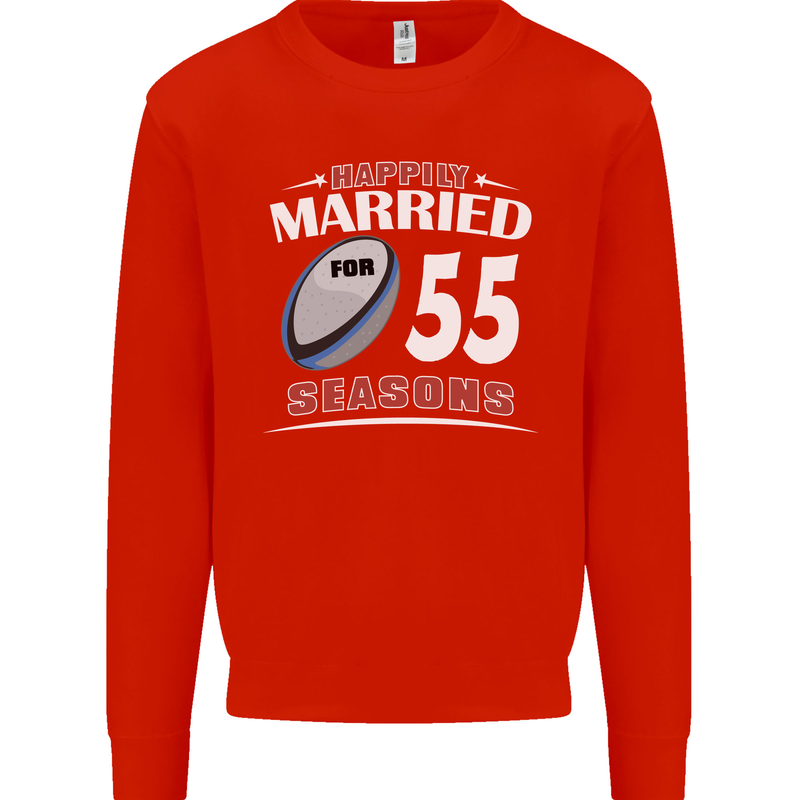 55 Year Wedding Anniversary 55th Rugby Mens Sweatshirt Jumper Bright Red