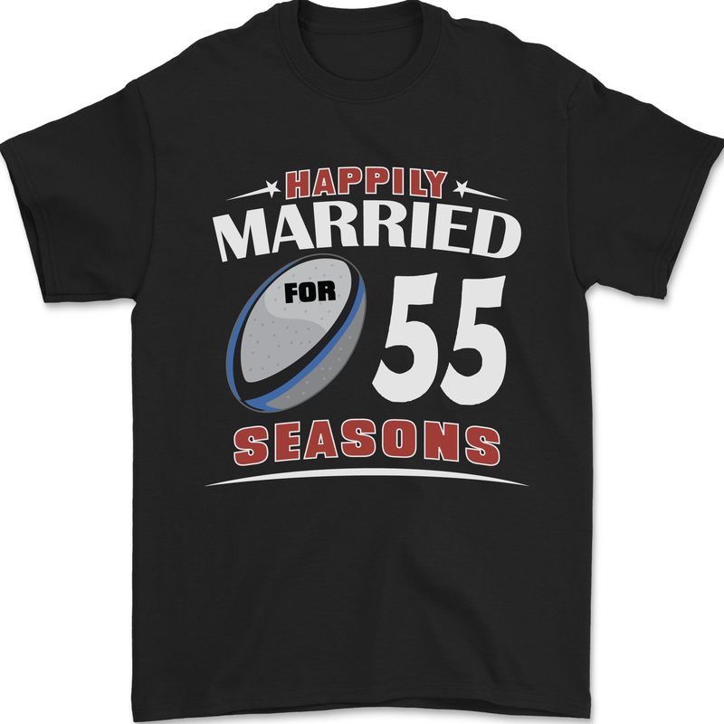 55 Year Wedding Anniversary 55th Rugby Mens T-Shirt 100% Cotton Black