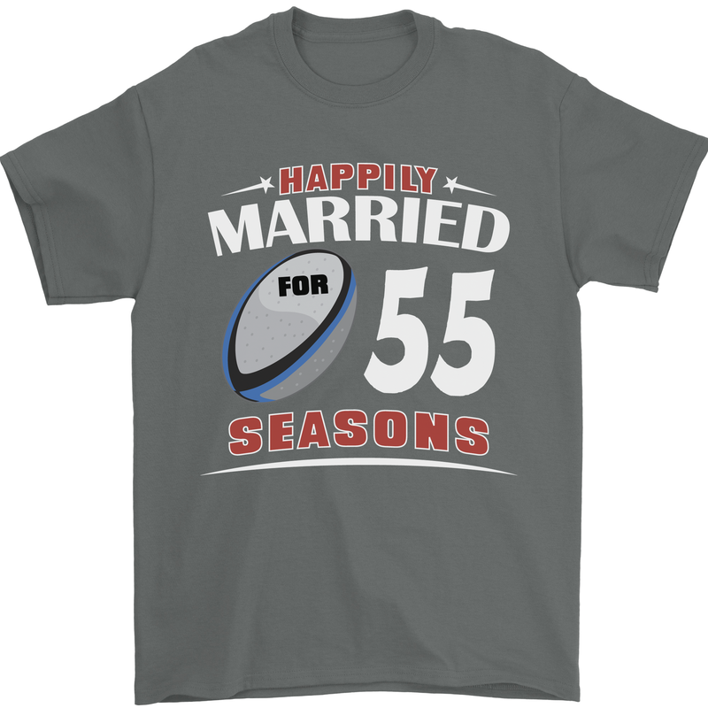 55 Year Wedding Anniversary 55th Rugby Mens T-Shirt 100% Cotton Charcoal