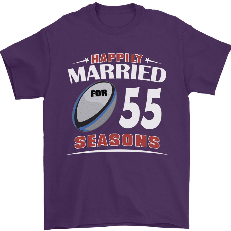 55 Year Wedding Anniversary 55th Rugby Mens T-Shirt 100% Cotton Purple
