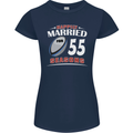 55 Year Wedding Anniversary 55th Rugby Womens Petite Cut T-Shirt Navy Blue