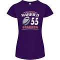 55 Year Wedding Anniversary 55th Rugby Womens Petite Cut T-Shirt Purple