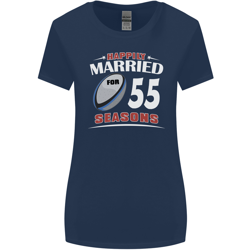 55 Year Wedding Anniversary 55th Rugby Womens Wider Cut T-Shirt Navy Blue
