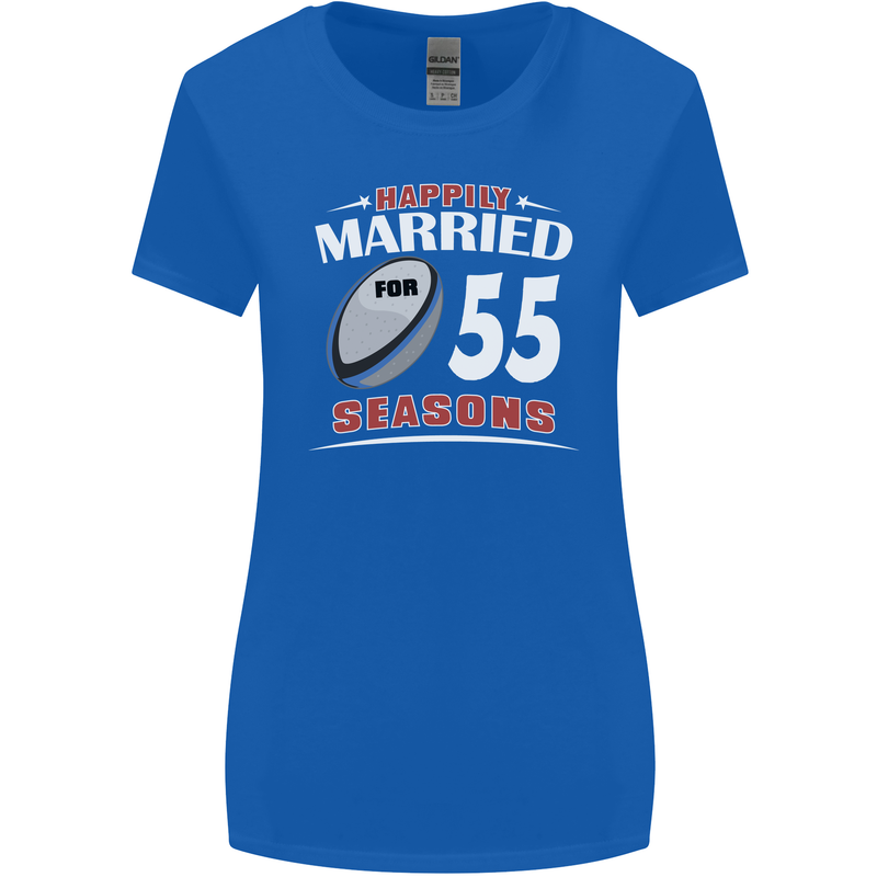 55 Year Wedding Anniversary 55th Rugby Womens Wider Cut T-Shirt Royal Blue