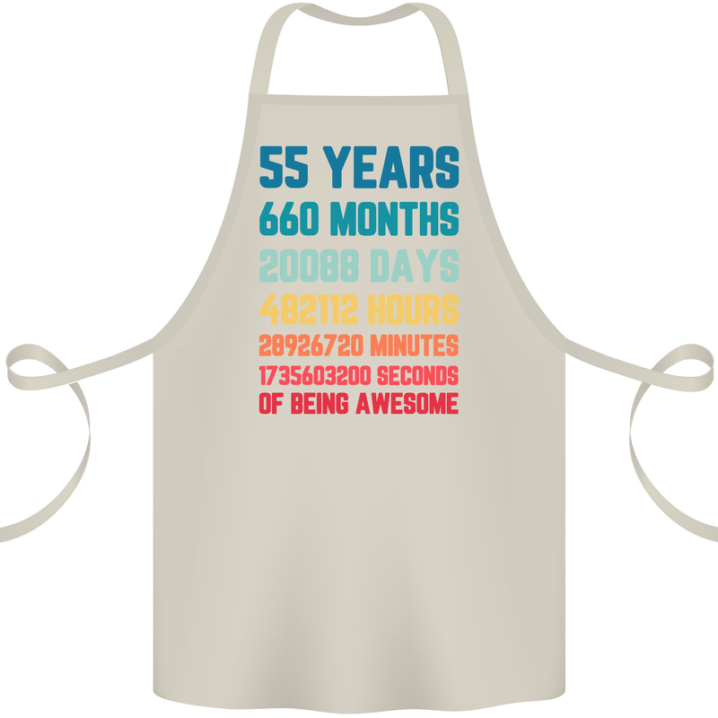 55th Birthday 55 Year Old Cotton Apron 100% Organic Natural
