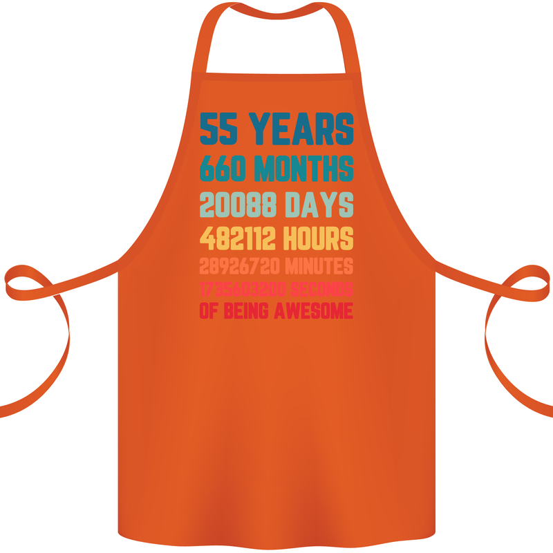 55th Birthday 55 Year Old Cotton Apron 100% Organic Orange
