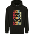 55th Birthday 55 Year Old Level Up Gamming Mens 80% Cotton Hoodie Black