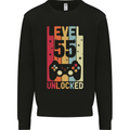 55th Birthday 55 Year Old Level Up Gamming Mens Sweatshirt Jumper Black