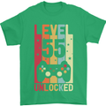 55th Birthday 55 Year Old Level Up Gamming Mens T-Shirt 100% Cotton Irish Green