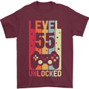 55th Birthday 55 Year Old Level Up Gamming Mens T-Shirt 100% Cotton Maroon