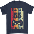 55th Birthday 55 Year Old Level Up Gamming Mens T-Shirt 100% Cotton Navy Blue