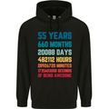 55th Birthday 55 Year Old Mens 80% Cotton Hoodie Black