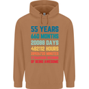 55th Birthday 55 Year Old Mens 80% Cotton Hoodie Caramel Latte