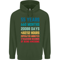 55th Birthday 55 Year Old Mens 80% Cotton Hoodie Forest Green