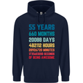 55th Birthday 55 Year Old Mens 80% Cotton Hoodie Navy Blue