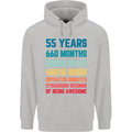 55th Birthday 55 Year Old Mens 80% Cotton Hoodie Sports Grey