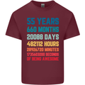 55th Birthday 55 Year Old Mens Cotton T-Shirt Tee Top Maroon