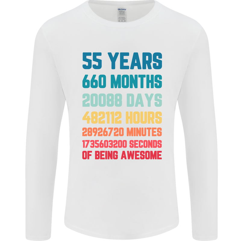 55th Birthday 55 Year Old Mens Long Sleeve T-Shirt White