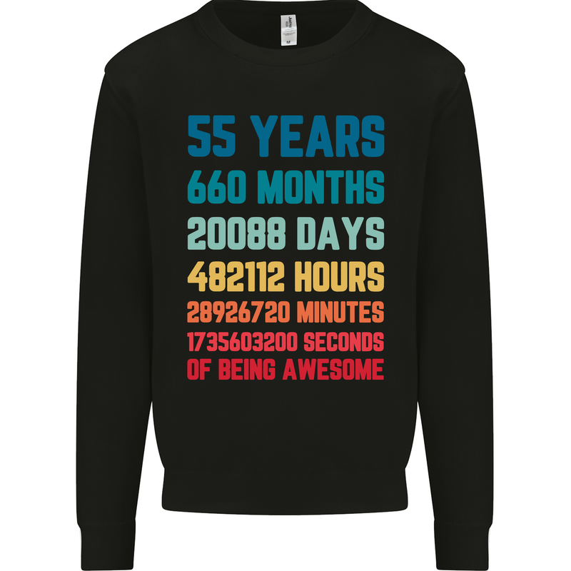 55th Birthday 55 Year Old Mens Sweatshirt Jumper Black