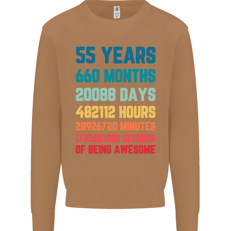 55th Birthday 55 Year Old Mens Sweatshirt Jumper Caramel Latte