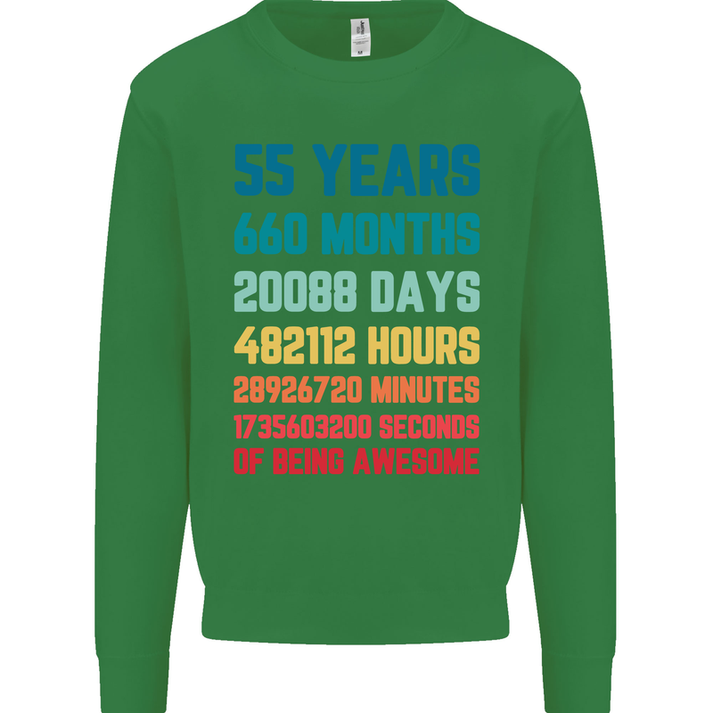 55th Birthday 55 Year Old Mens Sweatshirt Jumper Irish Green