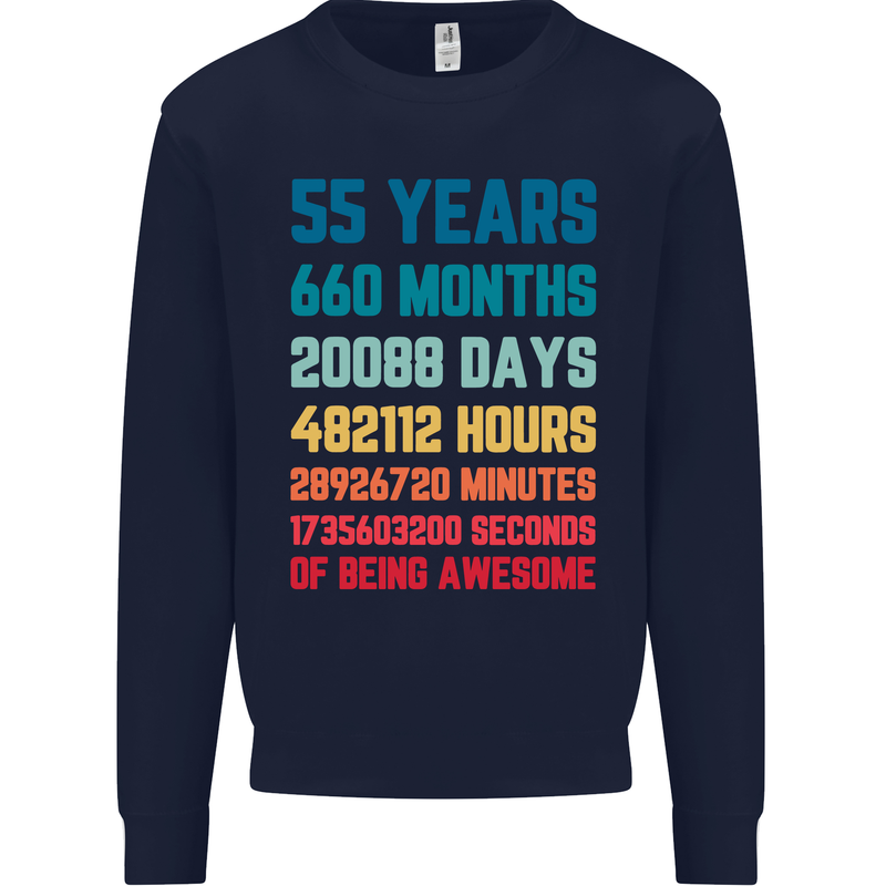 55th Birthday 55 Year Old Mens Sweatshirt Jumper Navy Blue