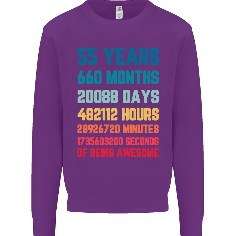 55th Birthday 55 Year Old Mens Sweatshirt Jumper Purple