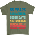 55th Birthday 55 Year Old Mens T-Shirt 100% Cotton Military Green