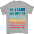 55th Birthday 55 Year Old Mens T-Shirt 100% Cotton Sports Grey