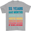 55th Birthday 55 Year Old Mens T-Shirt 100% Cotton Sports Grey