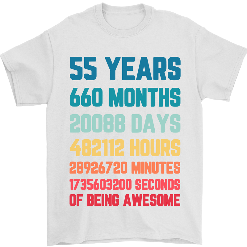 55th Birthday 55 Year Old Mens T-Shirt 100% Cotton White