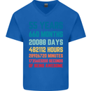 55th Birthday 55 Year Old Mens V-Neck Cotton T-Shirt Royal Blue