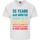 55th Birthday 55 Year Old Mens V-Neck Cotton T-Shirt White