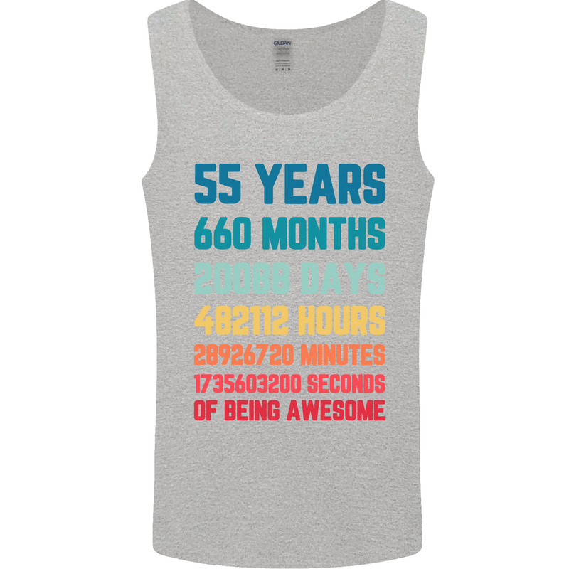 55th Birthday 55 Year Old Mens Vest Tank Top Sports Grey