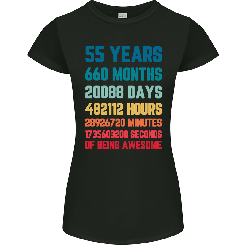 55th Birthday 55 Year Old Womens Petite Cut T-Shirt Black