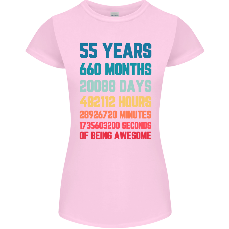 55th Birthday 55 Year Old Womens Petite Cut T-Shirt Light Pink