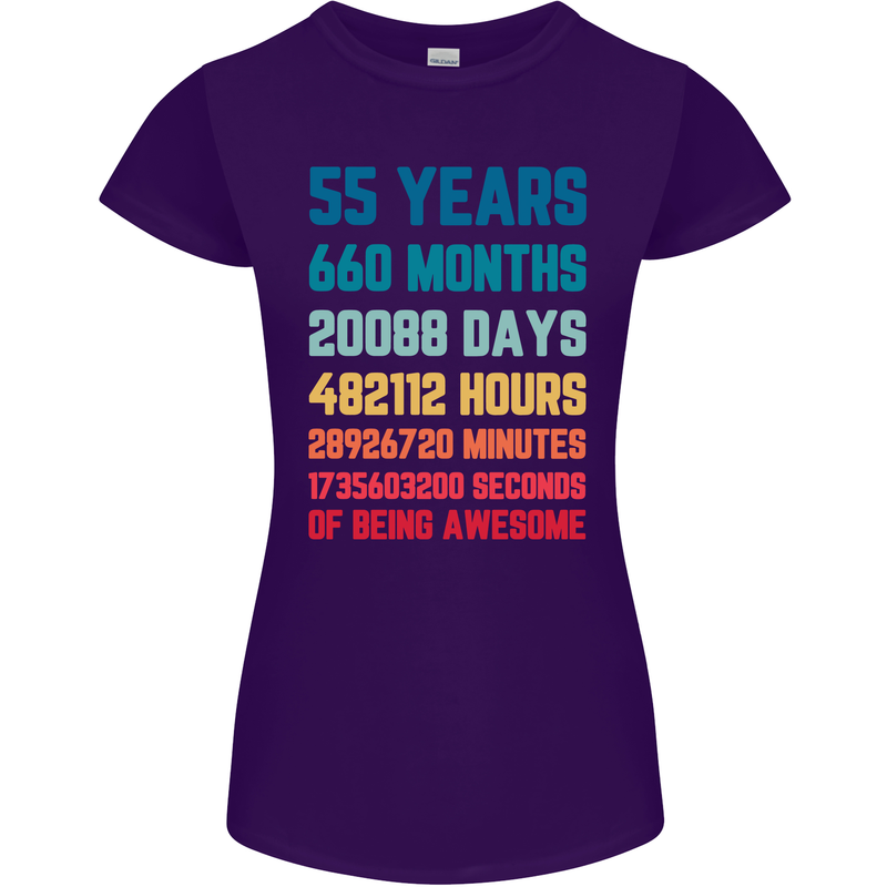 55th Birthday 55 Year Old Womens Petite Cut T-Shirt Purple