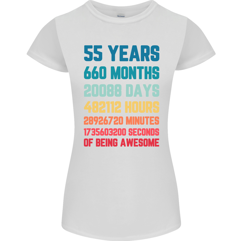 55th Birthday 55 Year Old Womens Petite Cut T-Shirt White