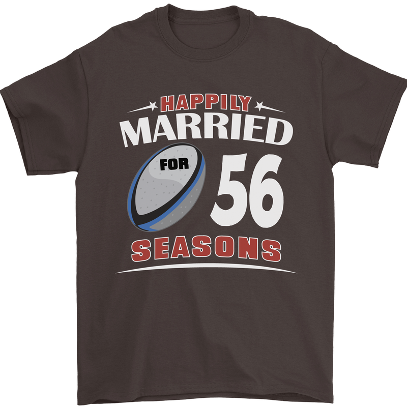56 Year Wedding Anniversary 56th Rugby Mens T-Shirt 100% Cotton Dark Chocolate