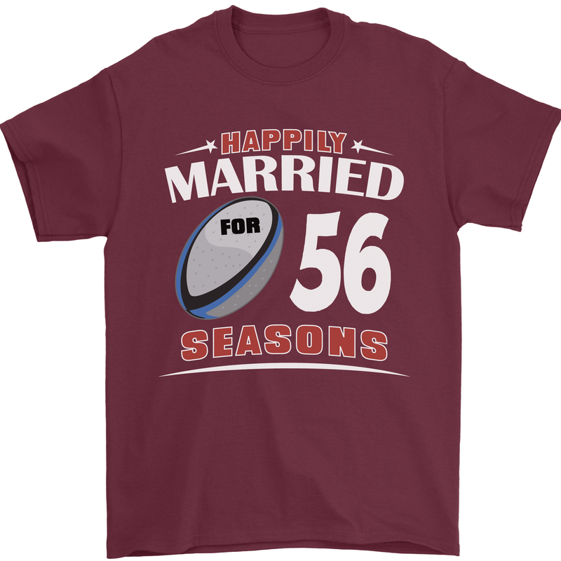 56 Year Wedding Anniversary 56th Rugby Mens T-Shirt 100% Cotton Maroon