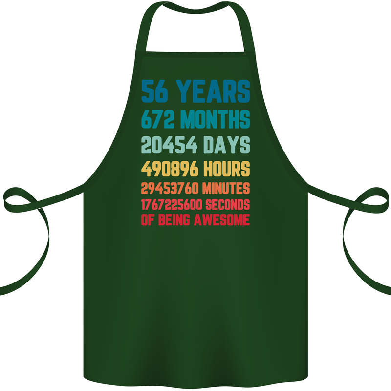 56th Birthday 56 Year Old Cotton Apron 100% Organic Forest Green