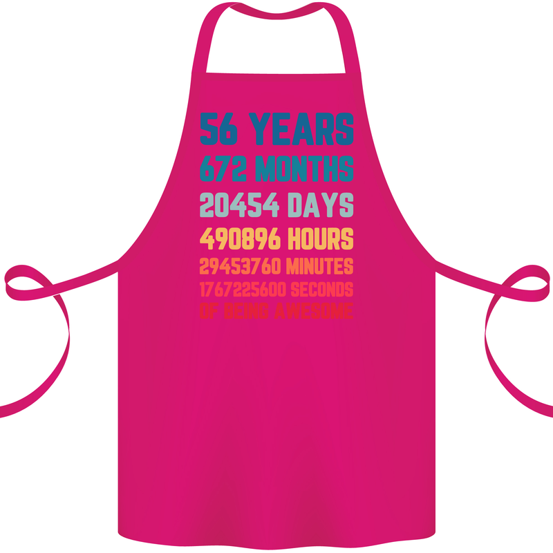 56th Birthday 56 Year Old Cotton Apron 100% Organic Pink