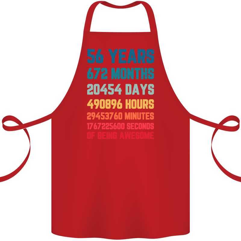 56th Birthday 56 Year Old Cotton Apron 100% Organic Red