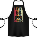 56th Birthday 56 Year Old Level Up Gamming Cotton Apron 100% Organic Black