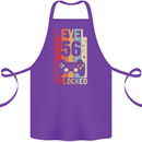 56th Birthday 56 Year Old Level Up Gamming Cotton Apron 100% Organic Purple